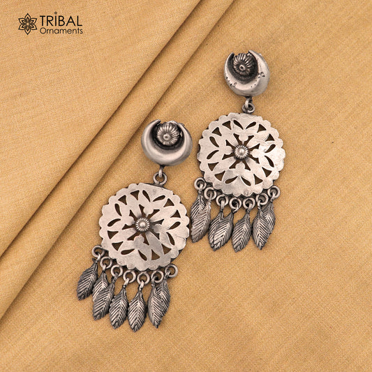 925 sterling silver vintage floral design jumka earring ethnic tribal jewelry s1370