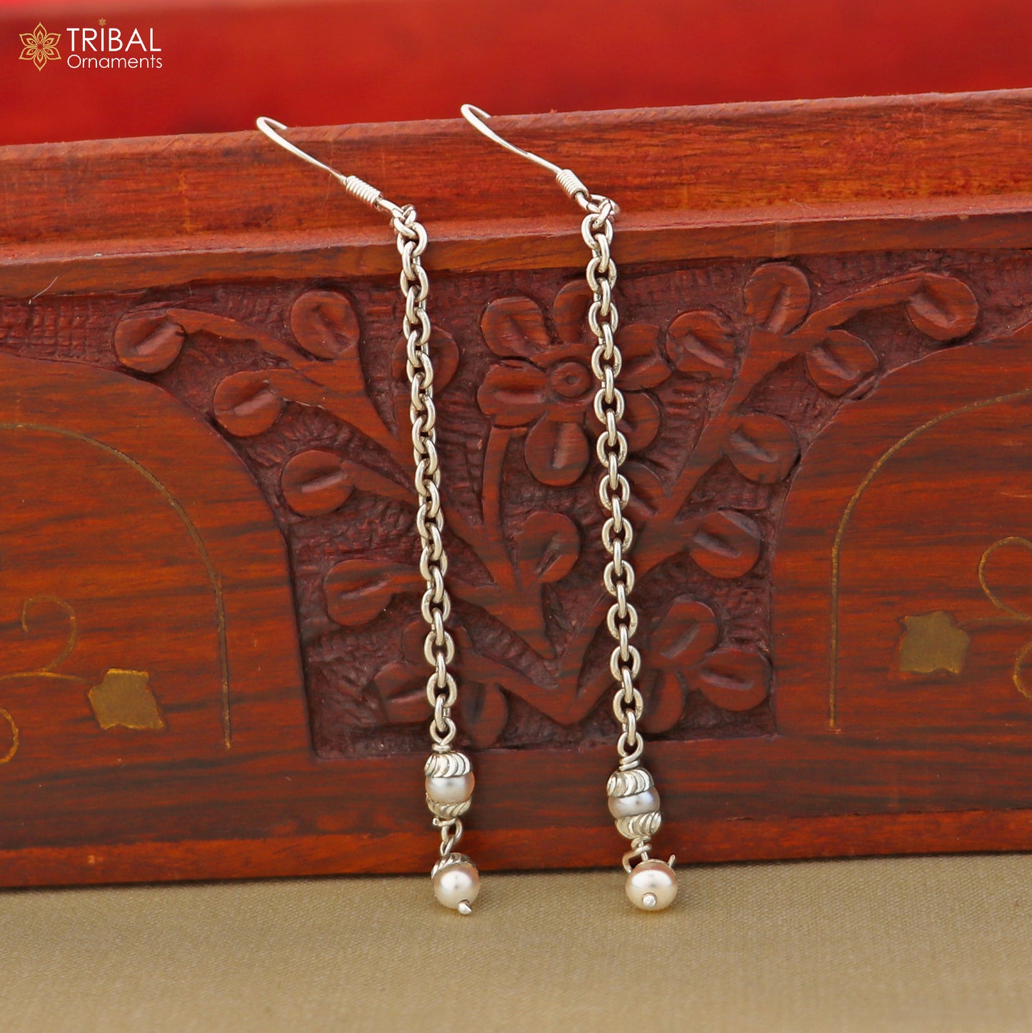 925 sterling silver pearl drop dangle earrings jewelry er263 - TRIBAL ORNAMENTS