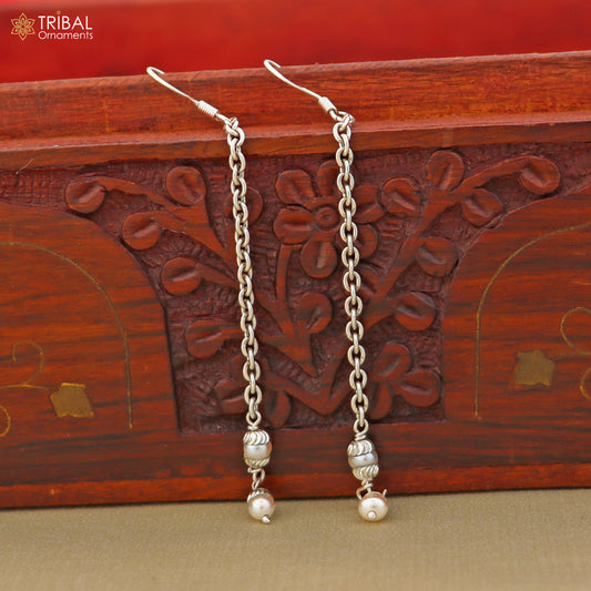 925 sterling silver pearl drop dangle earrings jewelry er263 - TRIBAL ORNAMENTS