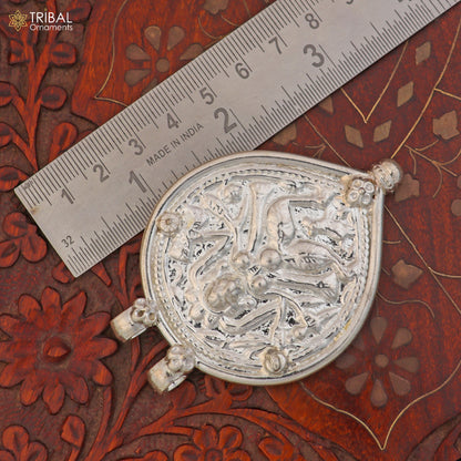 925 sterling silver Vintage design deity god Bheruji pendant necklace ethnic tribal jewelry set803 - TRIBAL ORNAMENTS