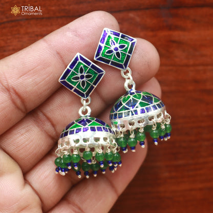 925 sterling silver minakari design Jhumka earring er347