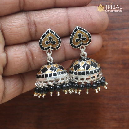 925 sterling silver minakari design Jhumka earring er343