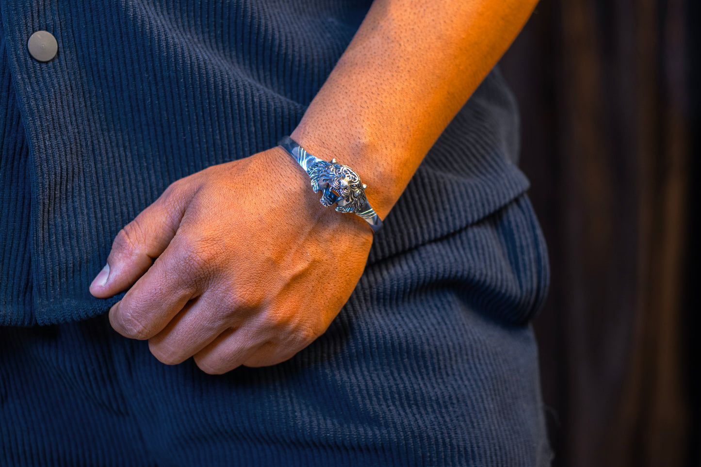 925 sterling silver handmade vintage lion design stunning bangle cuff bracelet awesome daily use tribal style jewelry unisex gift cuff61 - TRIBAL ORNAMENTS