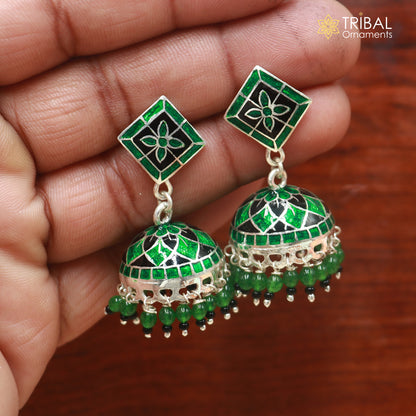 925 sterling silver minakari design Jhumka earring er345