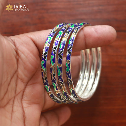 925 sterling silver ball design multi color enamel bangles bracelet brides jewelry ba476