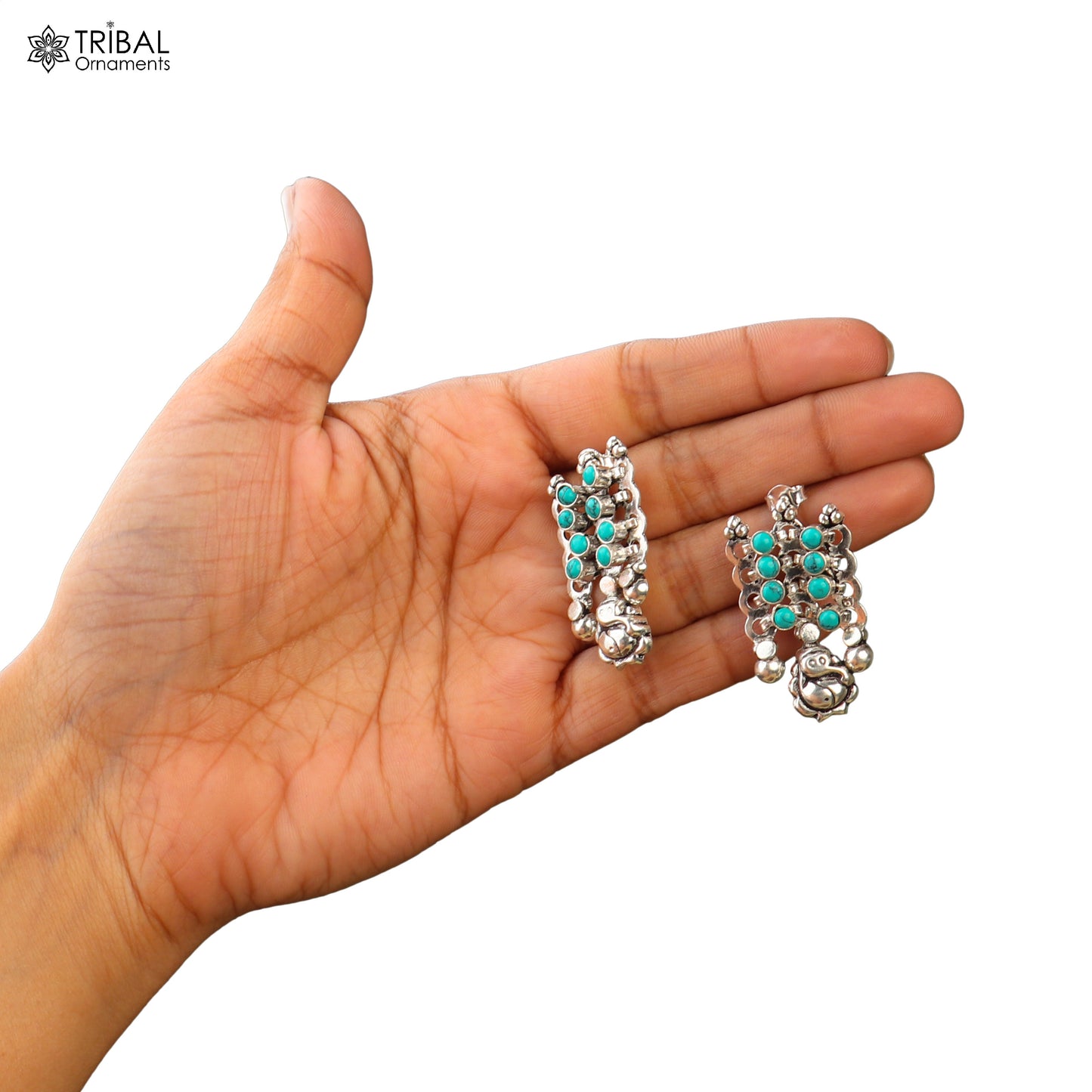 925 sterling silver turquoise stone traditional necklace with earring best ethnic jewelry set808 - TRIBAL ORNAMENTS