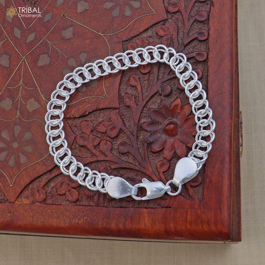 8.5" 925 sterling silver byzantine box chain bracelet excellent gifting unisex jewelry sbr793 - TRIBAL ORNAMENTS