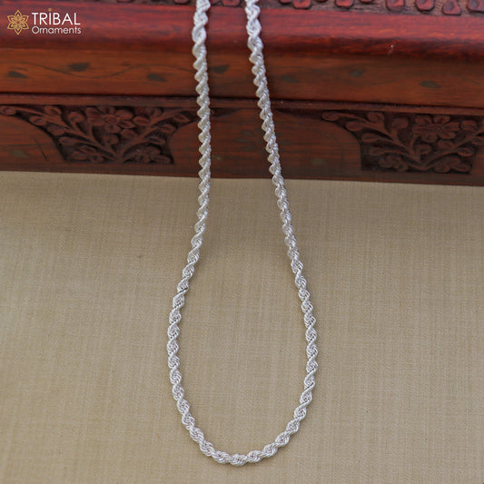925 sterling silver rope chain for unisex jewelry ch631 - TRIBAL ORNAMENTS