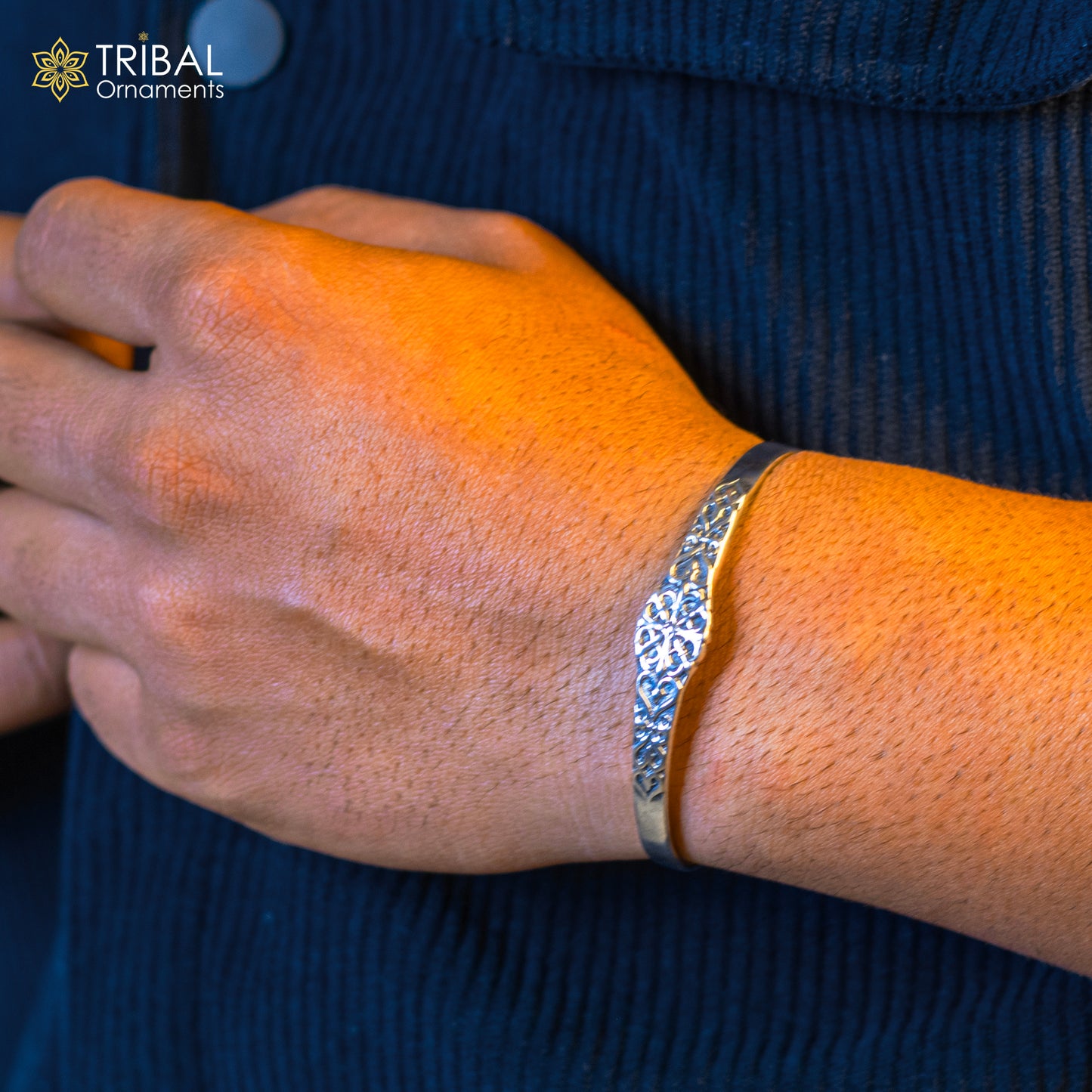 925 sterling silver vintage antique design handmade adjustable bangle bracelet kada customized unisex jewelry cuff140 - TRIBAL ORNAMENTS