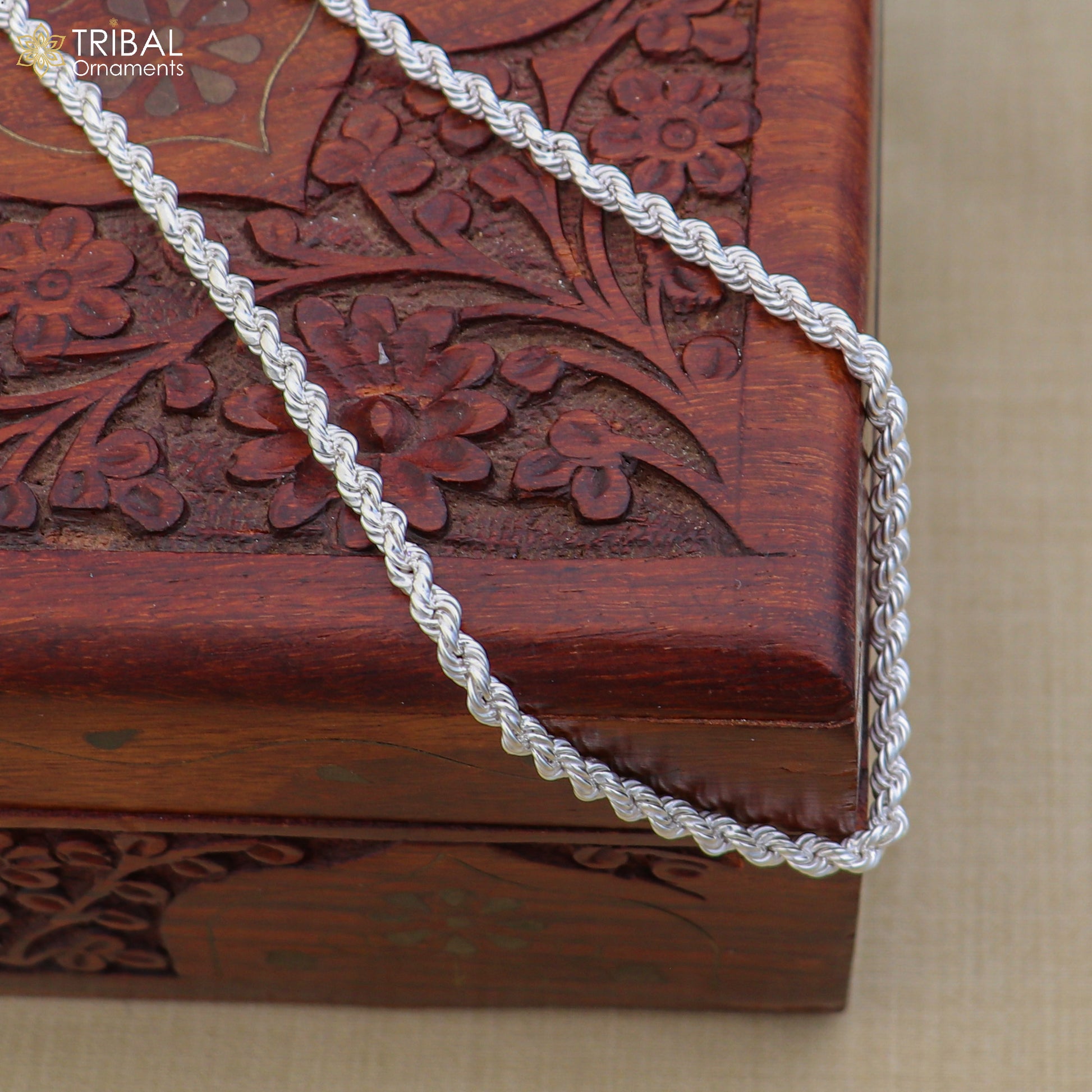 925 sterling silver rope chain for unisex jewelry ch631 - TRIBAL ORNAMENTS