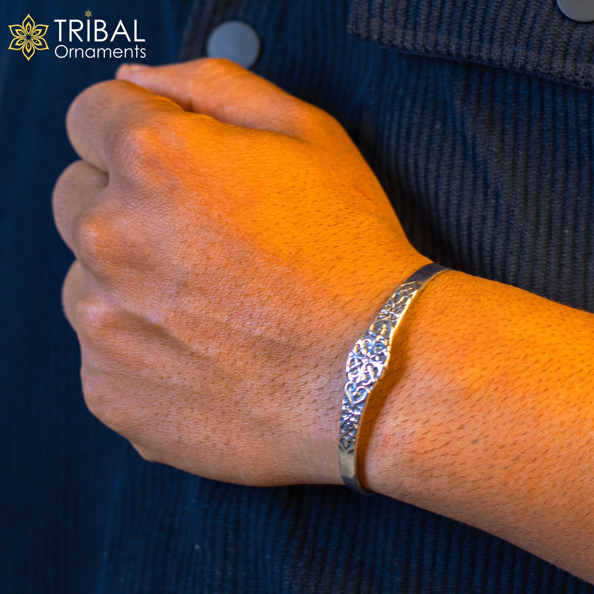 925 sterling silver vintage antique design handmade adjustable bangle bracelet kada customized unisex jewelry cuff140 - TRIBAL ORNAMENTS