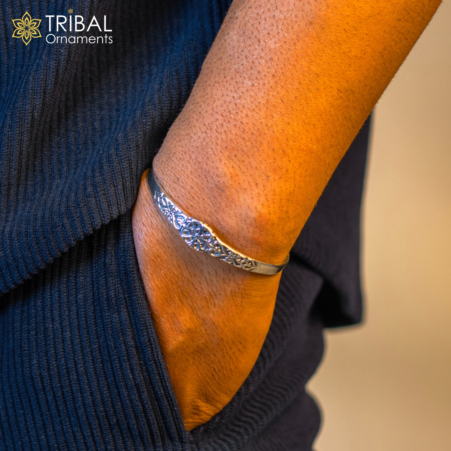 925 sterling silver vintage antique design handmade adjustable bangle bracelet kada customized unisex jewelry cuff140 - TRIBAL ORNAMENTS