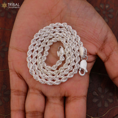 925 sterling silver rope chain for unisex jewelry ch631 - TRIBAL ORNAMENTS