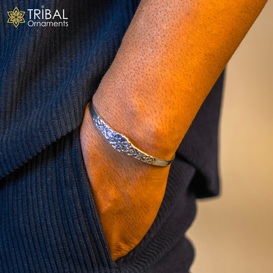 925 sterling silver vintage antique design handmade adjustable bangle bracelet kada customized unisex jewelry cuff140 - TRIBAL ORNAMENTS