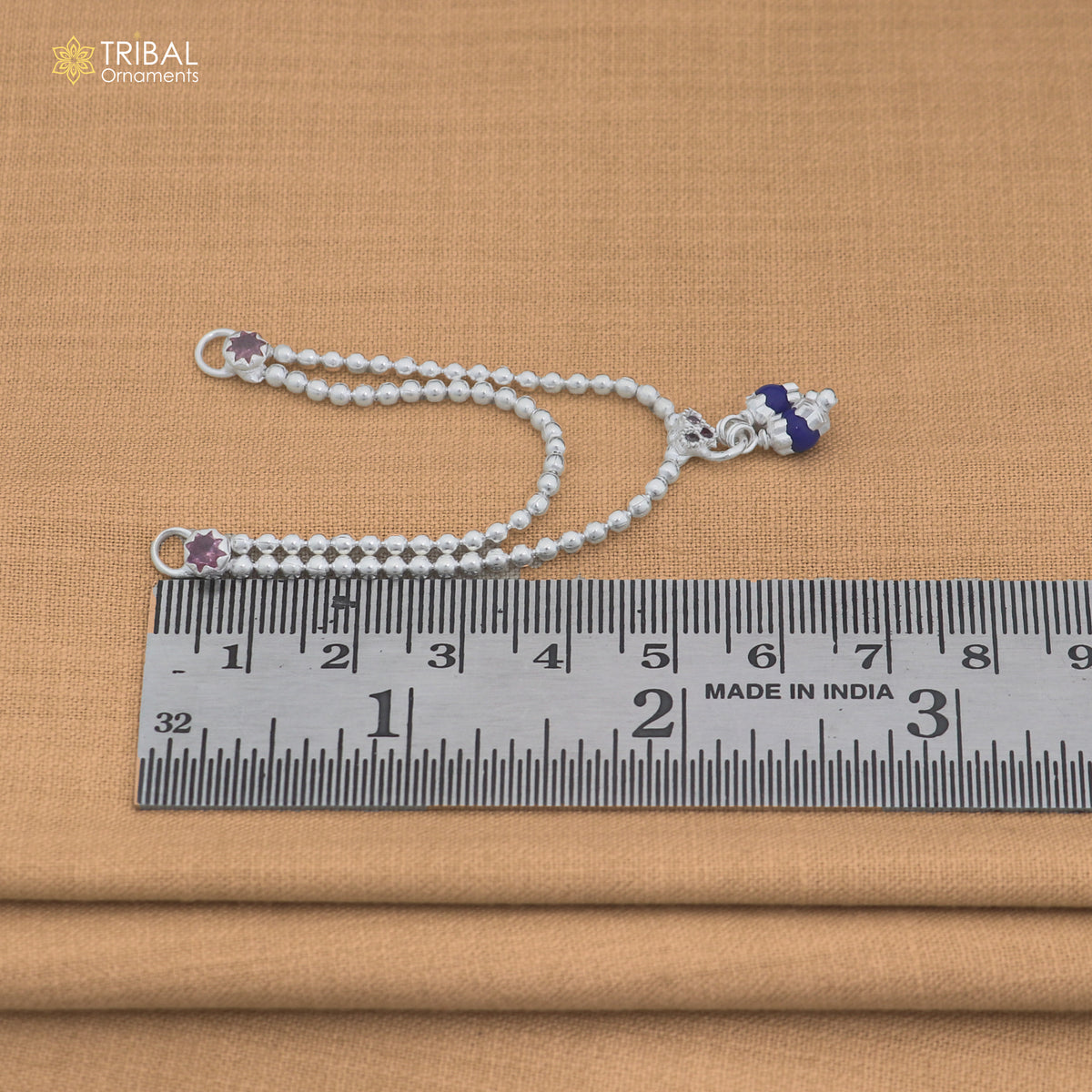 925 sterling silver 2 line beaded chain necklace for Lord Krishna Laddu Gopala jewelry set884