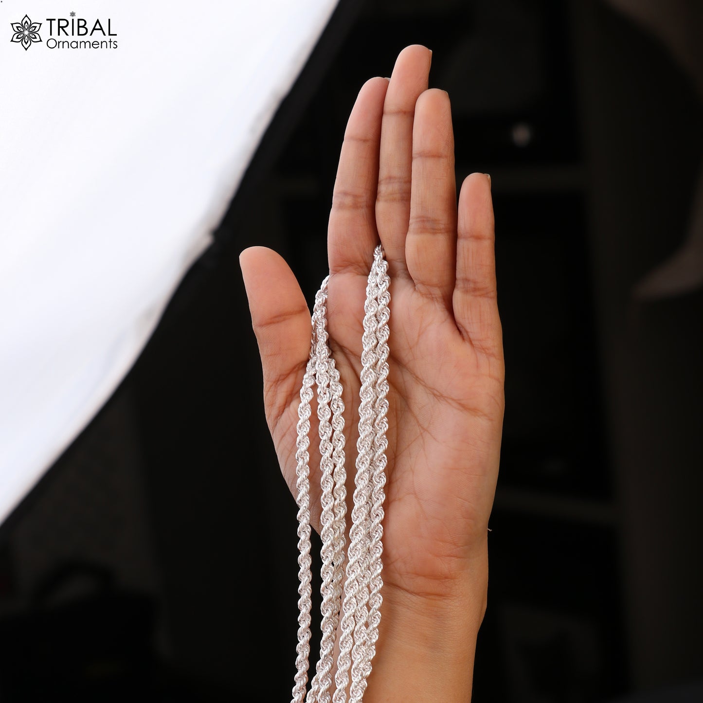 925 sterling silver rope chain for unisex jewelry ch631 - TRIBAL ORNAMENTS