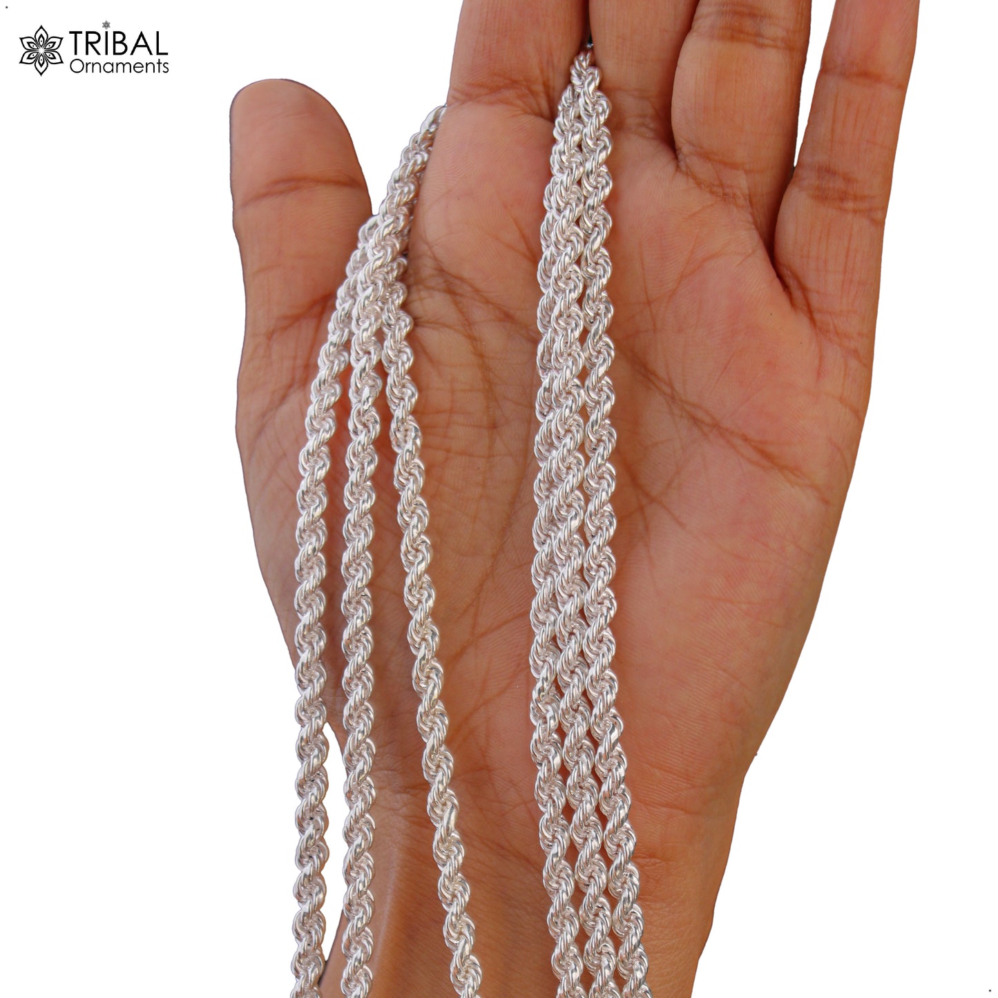 925 sterling silver rope chain for unisex jewelry ch631 - TRIBAL ORNAMENTS