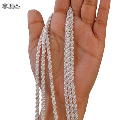 925 sterling silver rope chain for unisex jewelry ch631 - TRIBAL ORNAMENTS