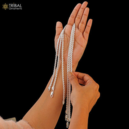 925 sterling silver rope chain for unisex jewelry ch631 - TRIBAL ORNAMENTS
