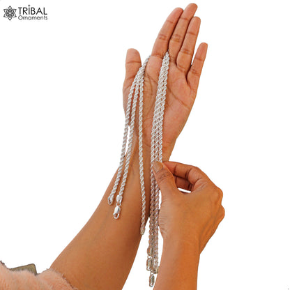 925 sterling silver rope chain for unisex jewelry ch631 - TRIBAL ORNAMENTS