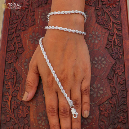 925 sterling silver rope chain for unisex jewelry ch631 - TRIBAL ORNAMENTS