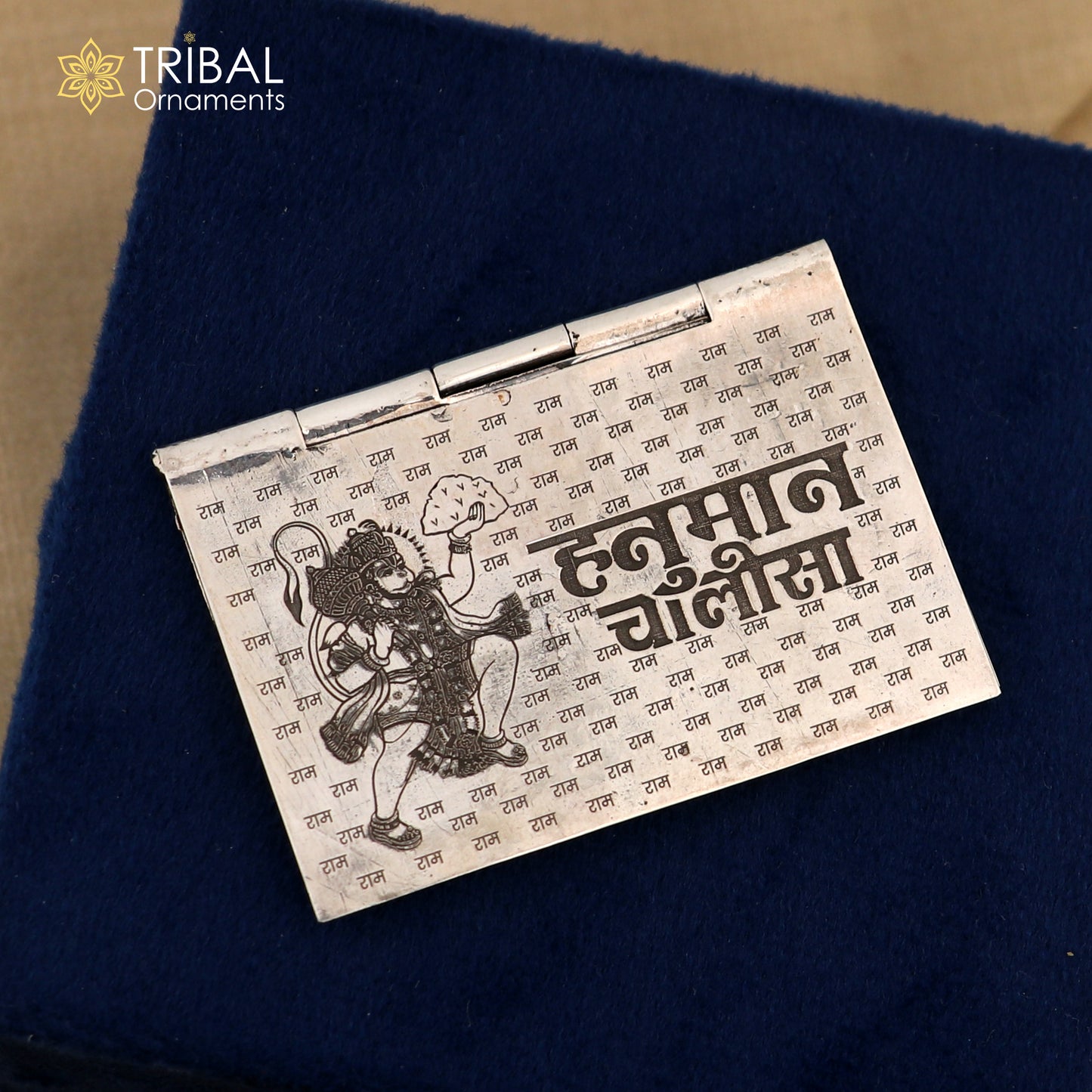 925 sterling silver complete Shree Hanuman Chalisa In hindi small mini 4 page book, puja article su1358