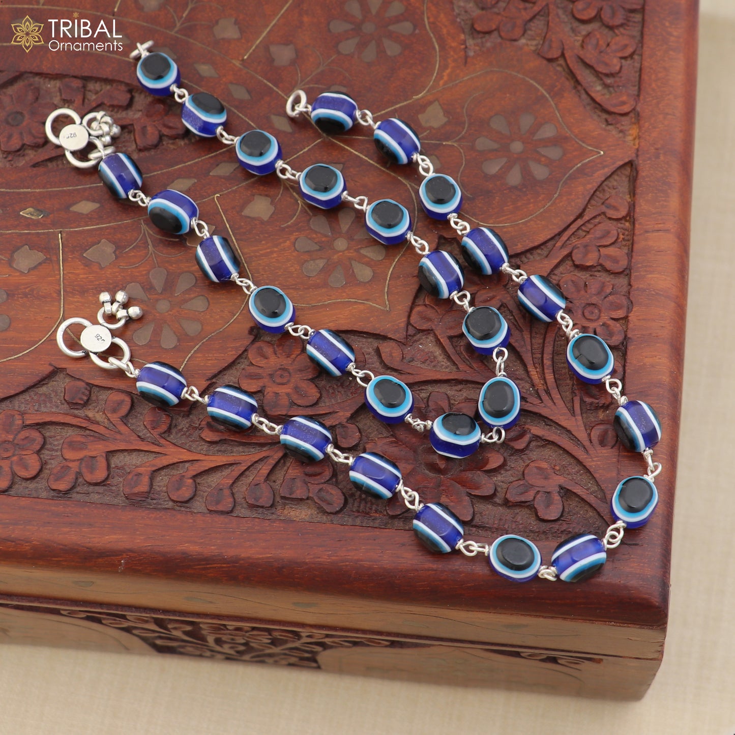 10.5" 925 sterling silver stylish evil eye anklets foot bracelet ,ankle bracelet belly dance jewelry ank746 - TRIBAL ORNAMENTS