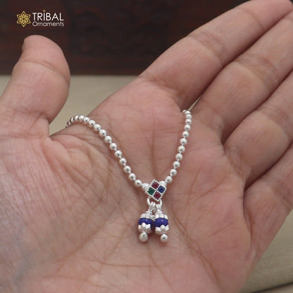 925 sterling silver beaded chain necklace for Lord Krishna Laddu Gopala jewelry set887