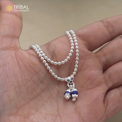 925 sterling silver 2 line beaded chain necklace for Lord Krishna Laddu Gopala jewelry set884