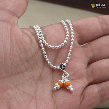 925 sterling silver 2 line beaded chain necklace for Lord Krishna Laddu Gopala jewelry set888