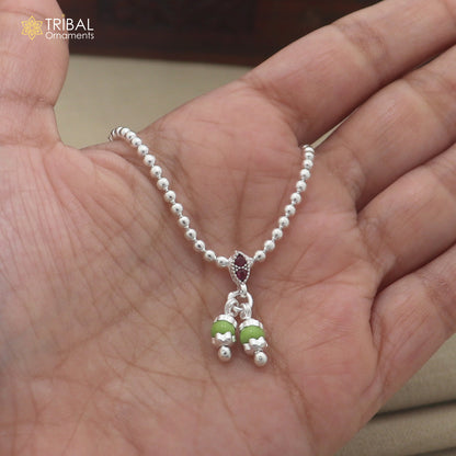 925 sterling silver beaded chain necklace for Lord Krishna Laddu Gopala jewelry set889