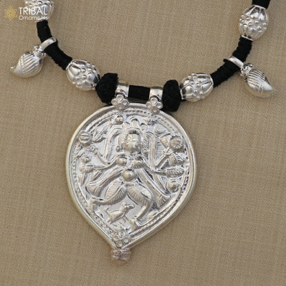 925 sterling silver Vintage design deity god Bheruji pendant necklace ethnic tribal jewelry set803 - TRIBAL ORNAMENTS