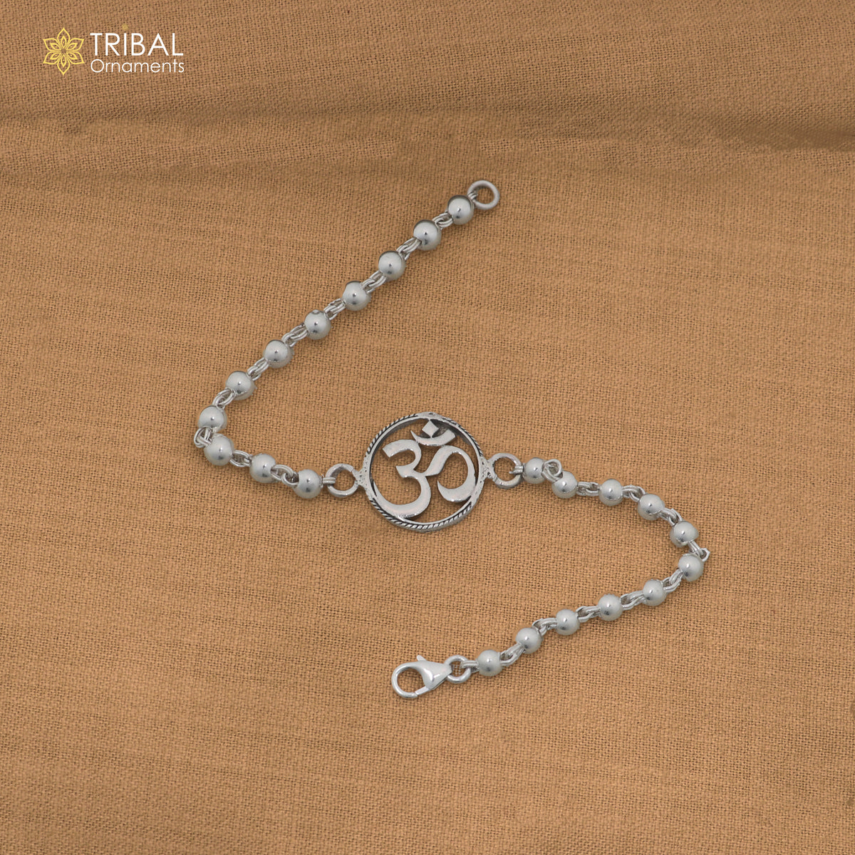 925 sterling silver OM design beaded Bracelet rakhi rk428