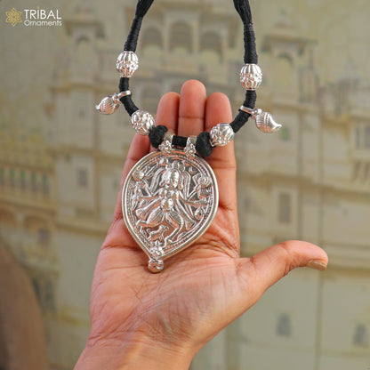 925 sterling silver Vintage design deity god Bheruji pendant necklace ethnic tribal jewelry set803 - TRIBAL ORNAMENTS