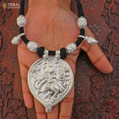 925 sterling silver Vintage design deity god Bheruji pendant necklace ethnic tribal jewelry set803 - TRIBAL ORNAMENTS
