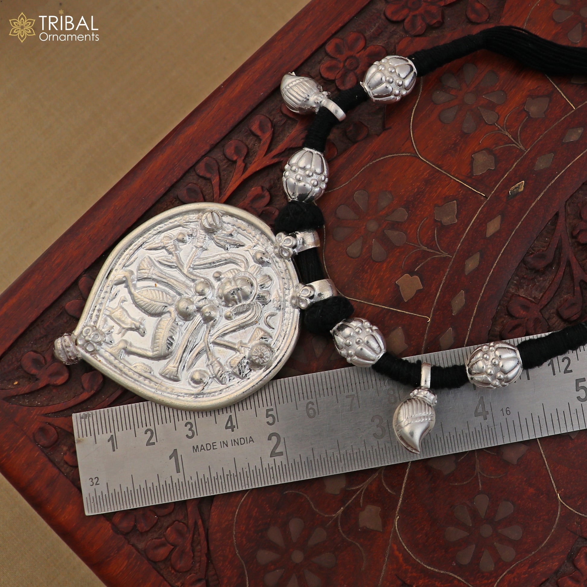 925 sterling silver Vintage design deity god Bheruji pendant necklace ethnic tribal jewelry set803 - TRIBAL ORNAMENTS