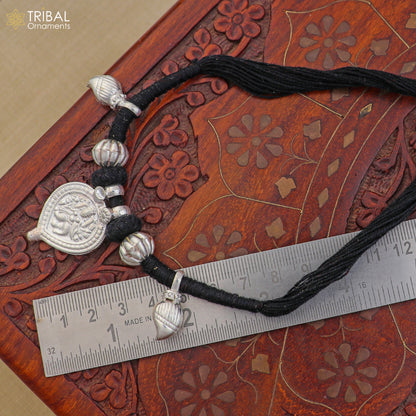 925 sterling silver Vintage design deity god Bheruji pendant necklace ethnic tribal jewelry set804 - TRIBAL ORNAMENTS