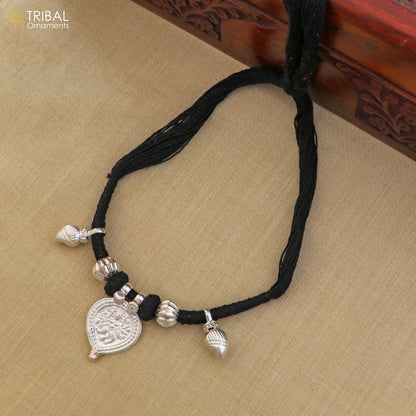 925 sterling silver Vintage design deity god Bheruji pendant necklace ethnic tribal jewelry set804 - TRIBAL ORNAMENTS