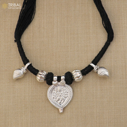 925 sterling silver Vintage design deity god Bheruji pendant necklace ethnic tribal jewelry set804 - TRIBAL ORNAMENTS