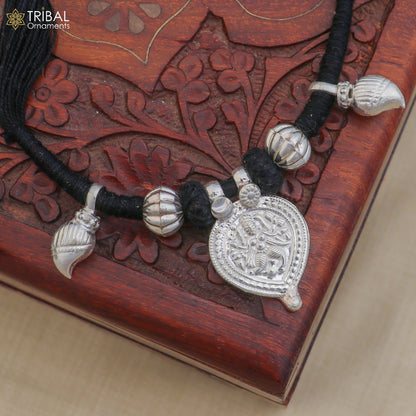 925 sterling silver Vintage design deity god Bheruji pendant necklace ethnic tribal jewelry set804 - TRIBAL ORNAMENTS