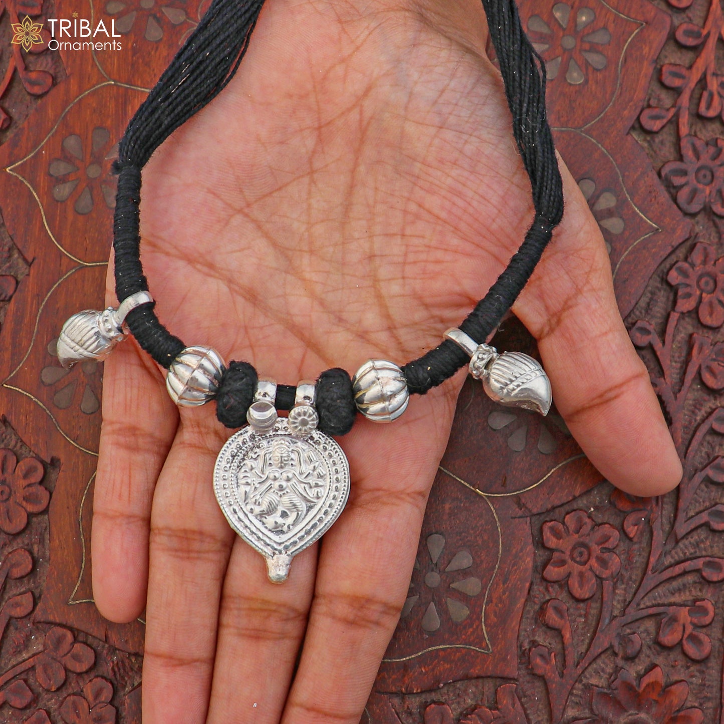 925 sterling silver Vintage design deity god Bheruji pendant necklace ethnic tribal jewelry set804