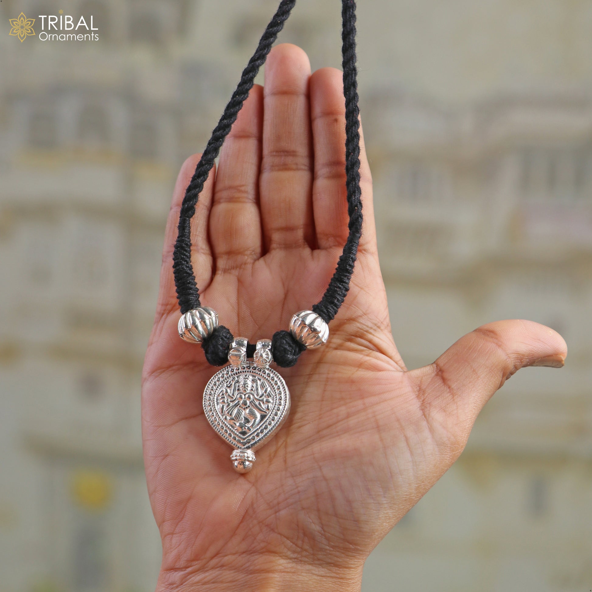 925 sterling silver Vintage design deity god Bheruji pendant necklace ethnic tribal jewelry set805 - TRIBAL ORNAMENTS