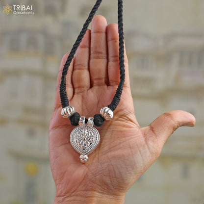 925 sterling silver Vintage design deity god Bheruji pendant necklace ethnic tribal jewelry set805 - TRIBAL ORNAMENTS