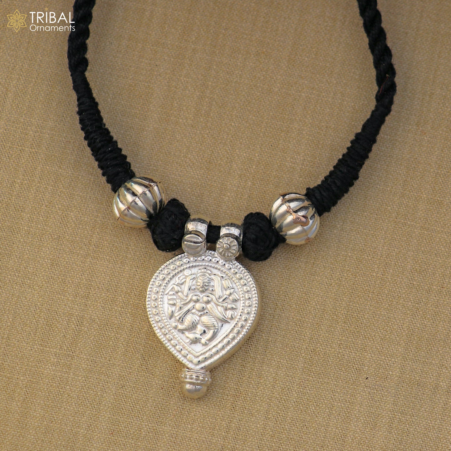 925 sterling silver Vintage design deity god Bheruji pendant necklace ethnic tribal jewelry set805 - TRIBAL ORNAMENTS