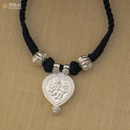 925 sterling silver Vintage design deity god Bheruji pendant necklace ethnic tribal jewelry set805 - TRIBAL ORNAMENTS
