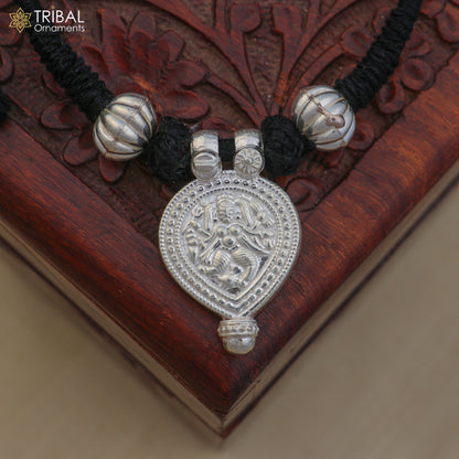 925 sterling silver Vintage design deity god Bheruji pendant necklace ethnic tribal jewelry set805 - TRIBAL ORNAMENTS