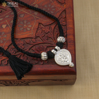 925 sterling silver Vintage design deity god Bheruji pendant necklace ethnic tribal jewelry set805 - TRIBAL ORNAMENTS