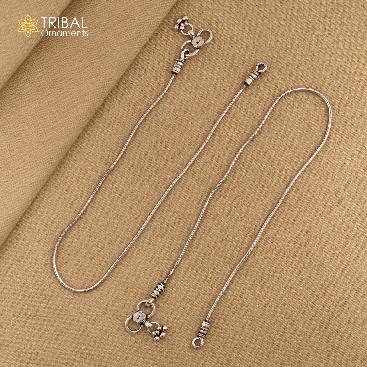 10.5" Vintage style snake chain anklet 925 sterling silver ankle bracelet, silver anklets, foot bracelet amazing belly dance jewelry ank447