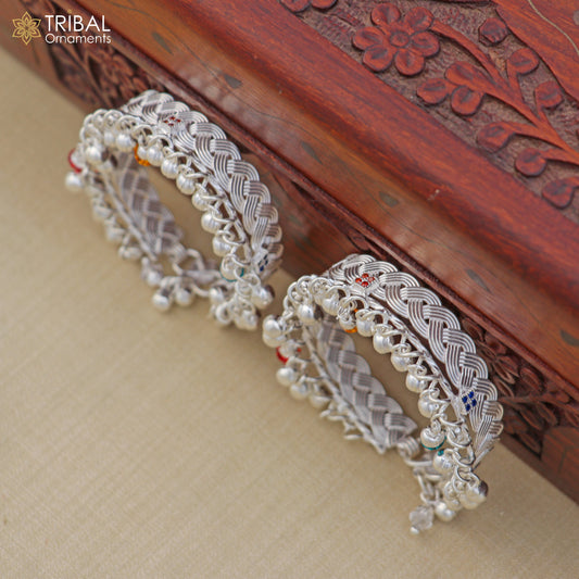 925 Sterling silver baby anklet with customized design and jingling charms, perfect for kids, by TRIBAL ORNAMENTS.