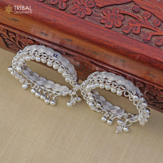 Sterling silver customized baby anklet with jingling bells, delicate children's ankle bracelet by TRIBAL ORNAMENTS.